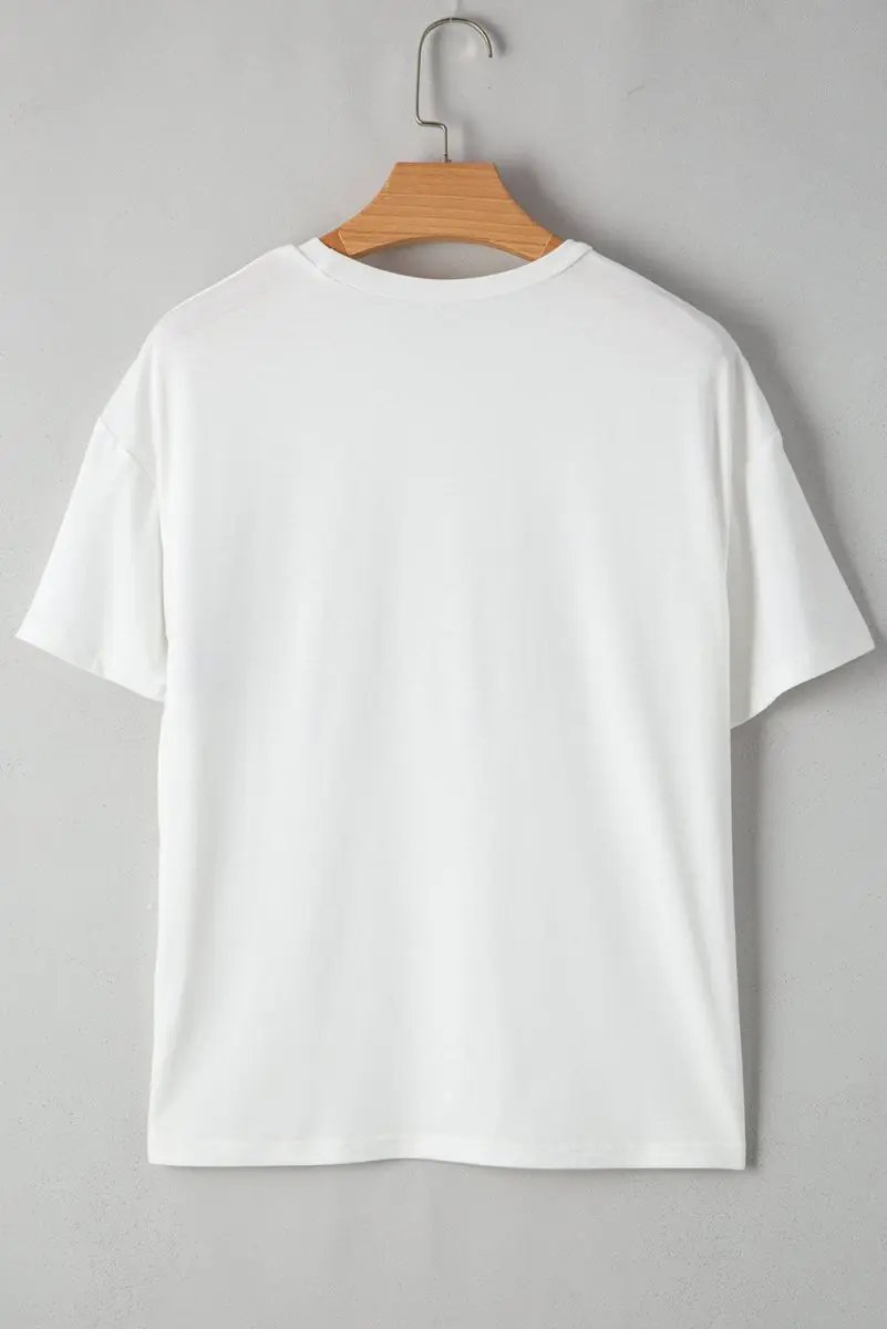 White Sequin Stripes Patchwork Mardi Gras Crew Neck T Shirt - Love Salve